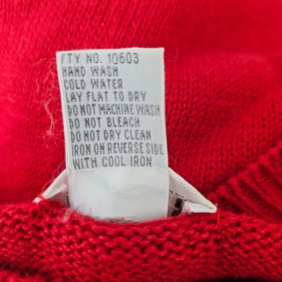 Victoria Jones Red Crewneck Sweater Womens L Gold Beading Cotton Knit 80s - Picture 9 of 9